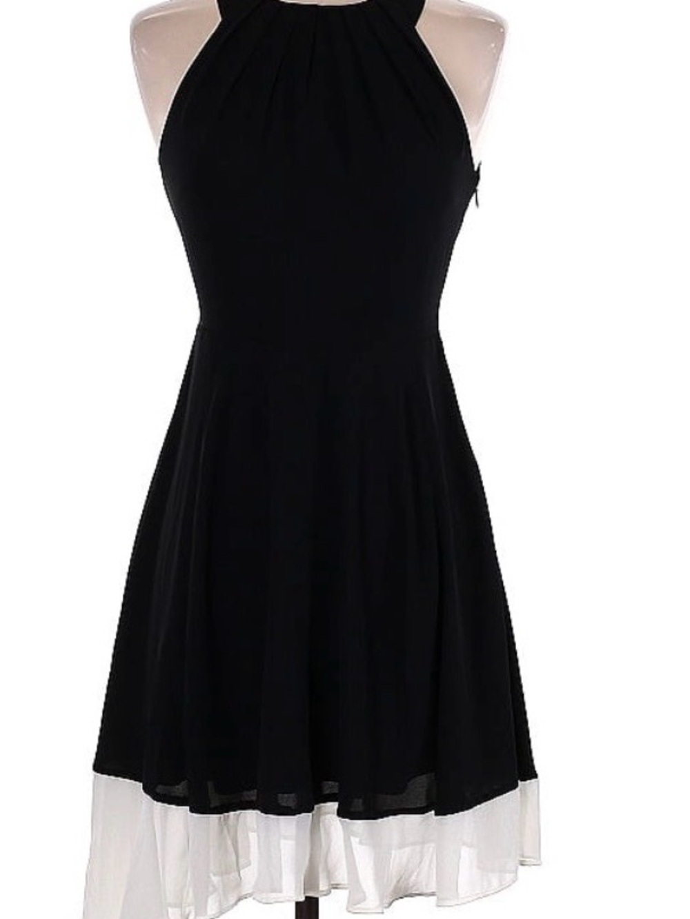 Express Black Halter High-Low Dress with White Hem